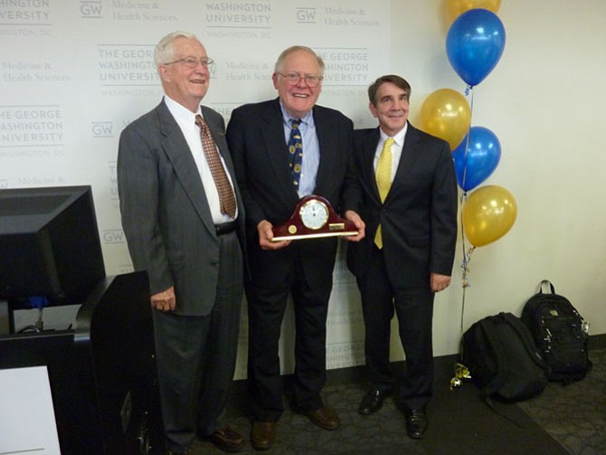 Dr. William Lloyd Glover (middle) with Chairman Emeritus of GWU Department of Urology, Dr. Harry C. Miller (left) and current GWU Department of Urology Chairman, Dr. Thomas Jarrett (right).
