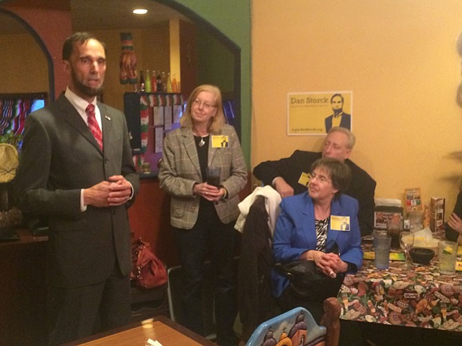 Mount Vernon representative to the Fairfax County Public Schools board Dan Storck (left) formally began his campaign to replace Supervisor Gerry Hyland (D-Mount Vernon) at El Paso Restaurant on Cooper Road in Alexandria.
