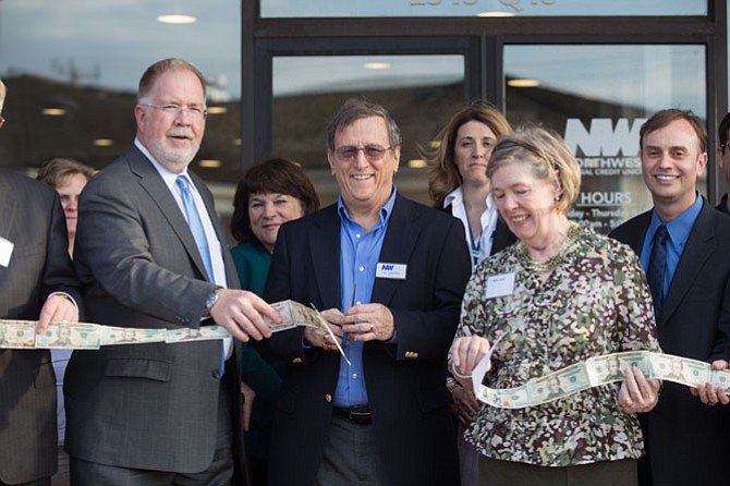 Chris McDonald, Northwest Federal president/CEO; Leo Cardillo, vice chairman, Northwest Federal Board of Directors; and Eileen Curtis, president of the Dulles Regional Chamber of Commerce.
