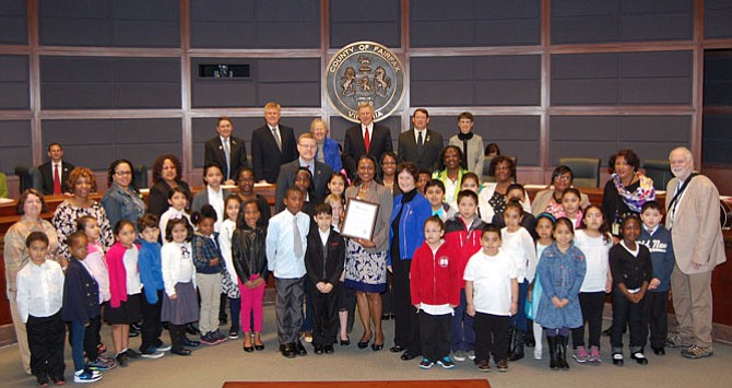 Mount Vernon Woods Elementary School students celebrated the 50th anniversary of their school at the Fairfax County Board of Supervisors on Tuesday, April 7.
