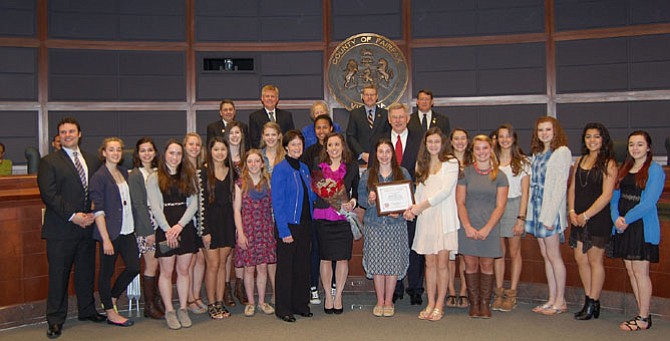 Fairfax County Board of Supervisors honored McLean High School’s girls gymnastics team on Tuesday, April 7.