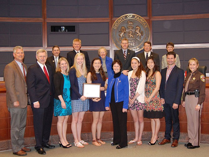 Fairfax County Board of Supervisors honored Langley High School’s girls swim and dive team on Tuesday, April 7