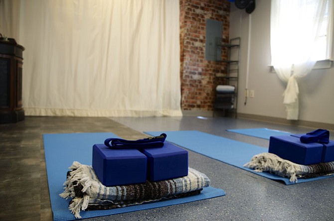 The yoga studio at TranZitionMe Health & Fitness which held its grand opening on Sunday, April 12 at 2815 Duke St. Small group yoga classes are offered 6 days a week. An aromatherapy room offers relaxing essentials oils treatment.