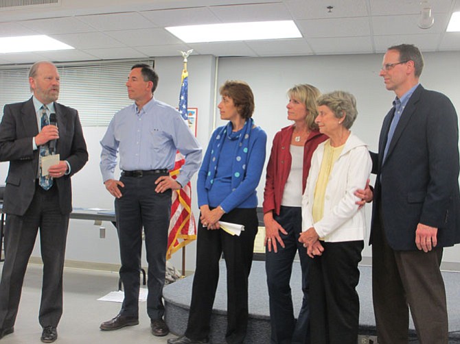 Roy Baldwin was among several colleagues of Rotarian and SCOV member Keith Bodamer who recalled Bodamer’s selfless dedication to the community. Mayor Laurie DiRocco presented the Mayor’s Award to Keith Bodamer posthumously. Accepting the award were Bodamer’s wife and children [first, second and third from right].
