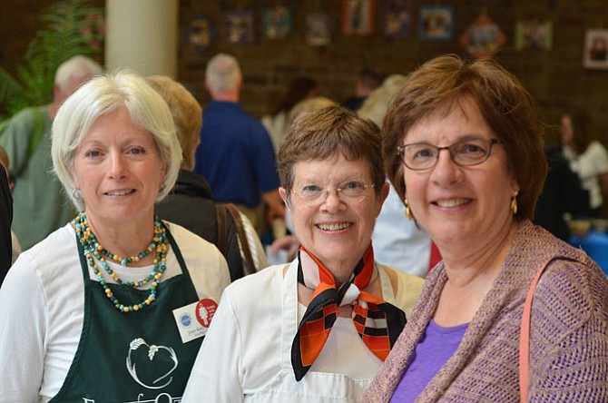 Joan Kasprowicz, Cathy Waters, and Roxanne Rice at the April Annual Empty Bowl fundraiser held at Herndon Floris United Methodist Church. Proceeds went directly to Food for Others, the largest distributor of free food to needy people in Northern Virginia.
