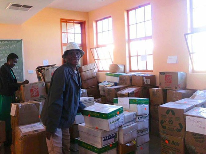 Books donated by the Dayhoff family are among donations to establish 35 libraries that arrived all at once in Botswana.
