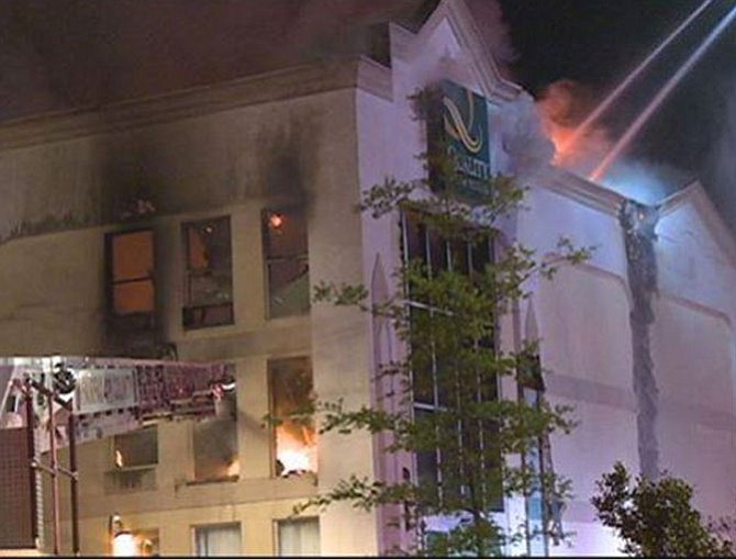 More than 100 firefighters responded to bring the hotel blaze under control.