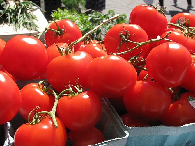 Juicy tomatoes from Toigo Farms at the Reston Farmers Market. 