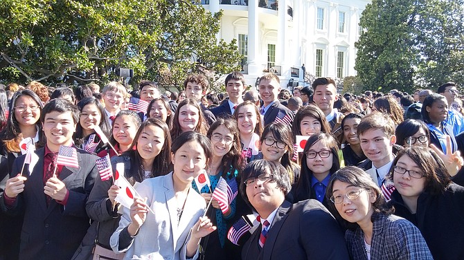 Lake Braddock Secondary School students on the White House South Lawn.
