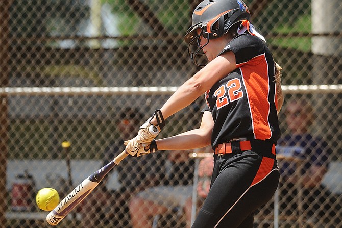 Hayfield sophomore Brittany Wieland had two hits on Saturday, including an eighth-inning solo homer against Lake Braddock in the opening round of the 6A North tournament.