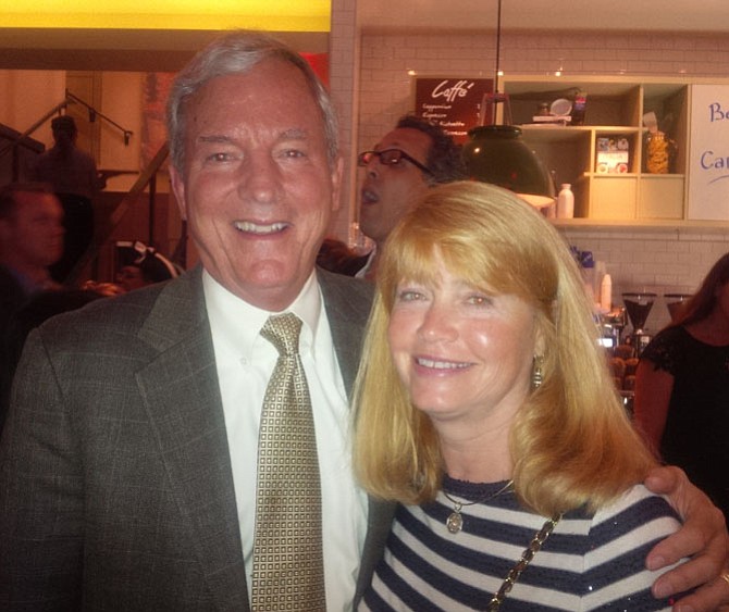 Bob Wood, shown with his wife Margaret at the opening of Carluccio’s restaurant, formally declared his candidacy for City Council June 3.
