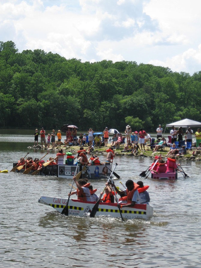 Boats take part in the Cardboard Boat Regatta as part of Springfield Days at Lake Accotink Sunday, May 31, 2015. This year’s Cardboard Boat Regatta will be held on Sunday, June 3.