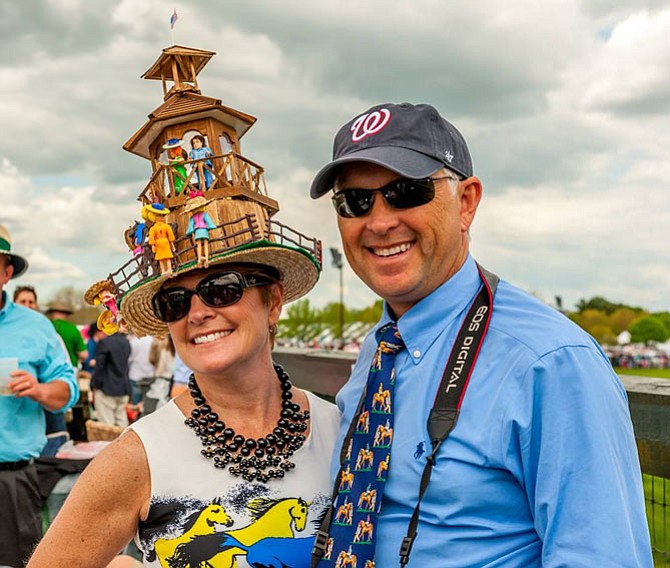 Lisa Brockman sporting her 2015 pavilion hat with her husband, Paul.
