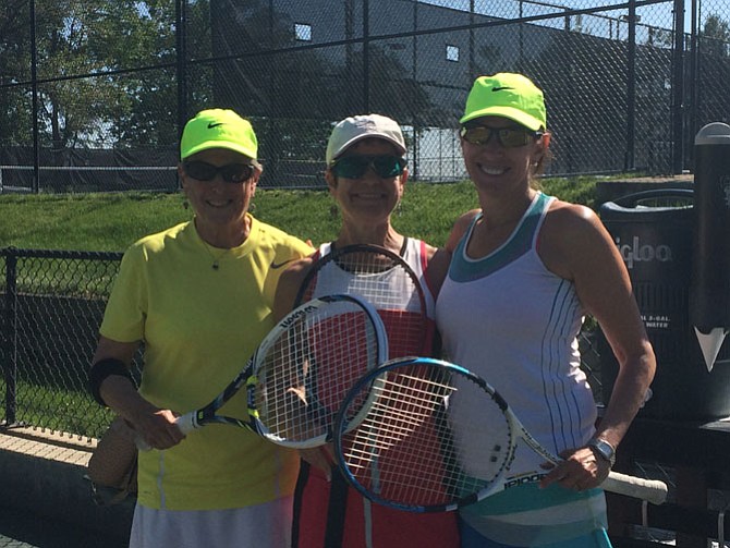 Bonnie Kind, Julie Altar and Lisa Raker enjoy a morning of tennis.
