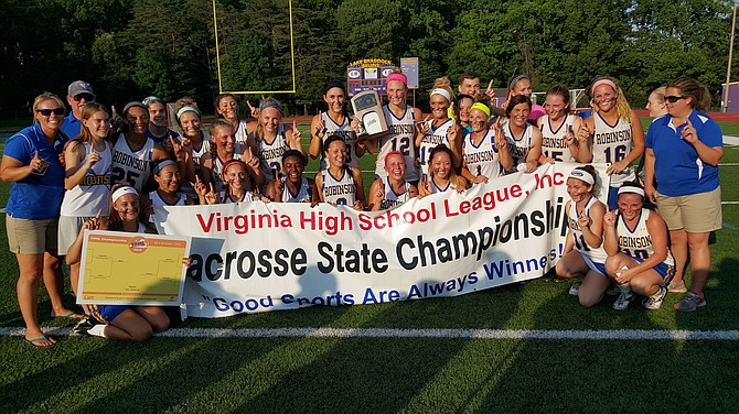 The Robinson girls’ lacrosse team defeated Oakton to win the 6A state championship on June 13 at Lake Braddock Secondary School.