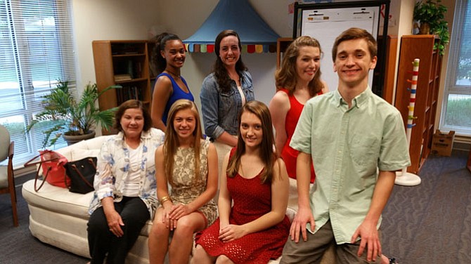 Bottom row, from left, are Suzanne Dalch, member of the Aldersgate Permanent Endowment Committee and presenter of the awards; Isabelle Norton; Natalie Hurd; and Andrew Hurd. Back row, from left, are Lillian Chong, Charlotte Hayes and Caroline Austin. Not pictured: Hannah Lau and Laura-Paige Mertins.