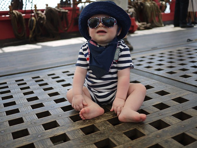 Lucas Krummenacher, from Alexandria, visited the ship dressed in the French tricoleur colors. 
