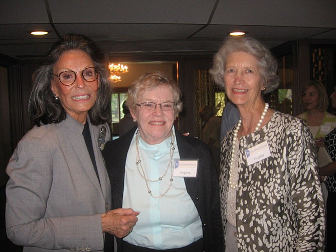 Author Meryl Comer, on the left, is with Reconnections Mount Vernon Advisory Council members, Virginia Hodgkinson and Virginia Martin, after discussing with attendees her memoir "Slow Dancing with a Stranger: Lost and Found in the Age of Alzheimer's."
