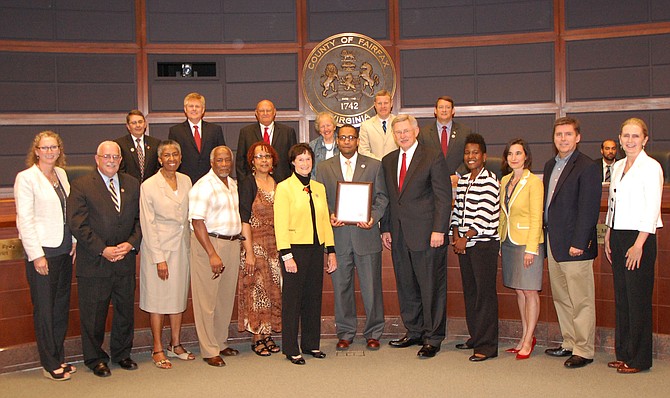 William Bates, Herndon High School’s principal and FCPS Principal of the Year, honored on June 23 before the Board of Supervisors.
