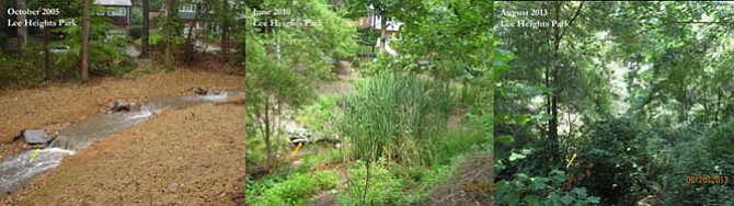 Progression of stream restoration project at Donaldson Run Tributary A