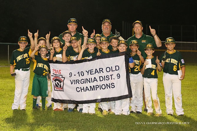 District 9 champions: Head Coach Terry Trenchard’s 10-year-olds Fort Hunt all-star team.