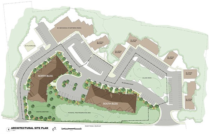 Artist’s rendition of the proposed site layout showing the two, new condo buildings.
