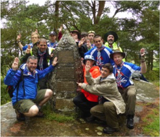 Troop 1548 with the cairn marking Baden Powell's thinking spot.