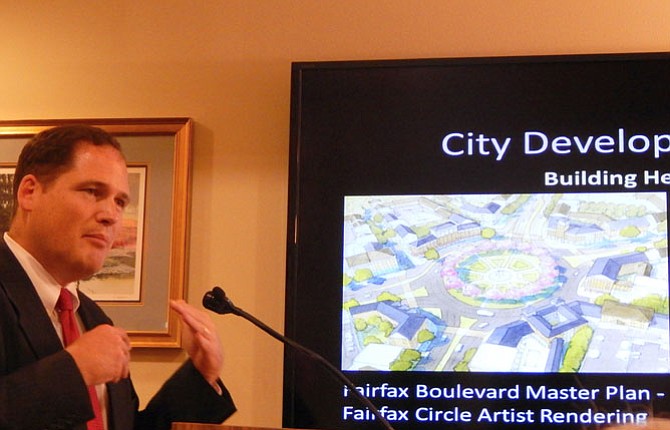 Brooke Hardin, the City’s director of Community Development and Planning, discusses the Fairfax Boulevard Master Plan during an earlier work session.