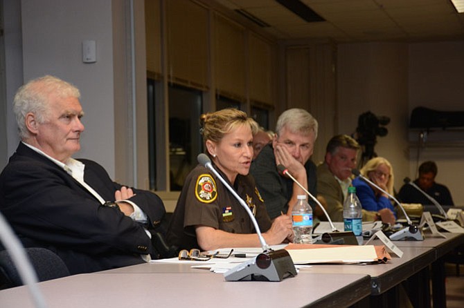 Fairfax County Sheriff Stacey Kincaid (center) attended the Aug. 17 Ad Hoc police policies review commission and joined the conversation regarding mental health and Crisis Intervention Team training.
