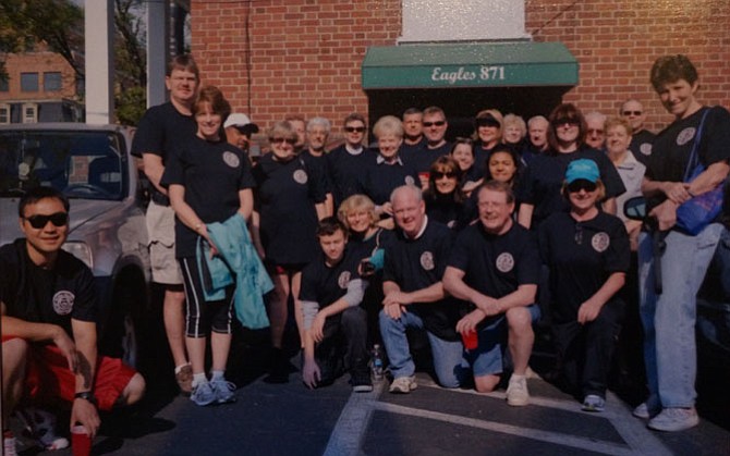 Members of Alexandria Aerie 871 of the Fraternal Order of the Eagles participate in a recent Bubba Merker Heart Walk. More than $34,000 was raised by the organization for local charities in the last year.
