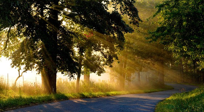 Throughout September, photographer Fred Eberhart will display his work at Broadway Gallery, 5641-B General Washington Drive. The exhibit is a collection of Virginia landscapes. The photo above is titled “Sunplay on Lime Kiln Road.” Admission to the gallery is free. Visit www.broadwaygalleries.net. 
