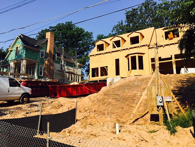 Infill development on Franklin Lane in McLean. Many locals chafed at the loss of most of the mature trees on the lots along with the older homes to make way for much larger homes.
