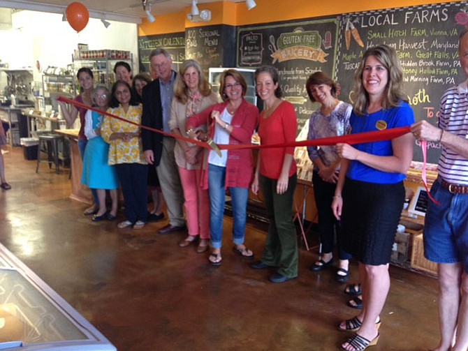 Supervisor John W. Foust, Herndon Mayor Lisa Merkel, Vice Mayor Jennifer Baker and others helped Katharine Mardirosian celebrate 100 Bowls of Soup’s official ribbon cutting Saturday, Sept. 12.
