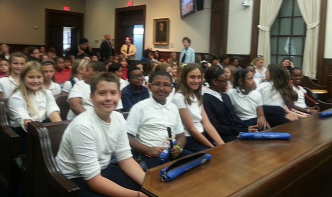 Students from  Jefferson-Houston, Samuel Tucker, Lyles-Crouch and Mount Vernon Community School sit in City Council chambers prior to the start of the Constitution Week ceremony Sept. 21..
