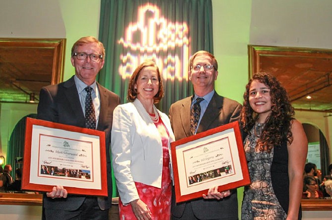 From left: Mark Silverwood, president, Silverwood Companies; Nina Janopaul, APAH president/CEO; Bill Fogarty, Shareholder, Walsh, Colucci, Lubeley & Walsh; and Allyson Suria, APAH resident and Marymount University student.
