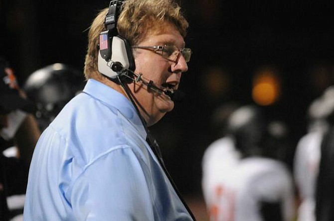 Hayfield head football coach Eric Henderson, seen last season, has the Hawks tied for first place in the Conference 6 standings.