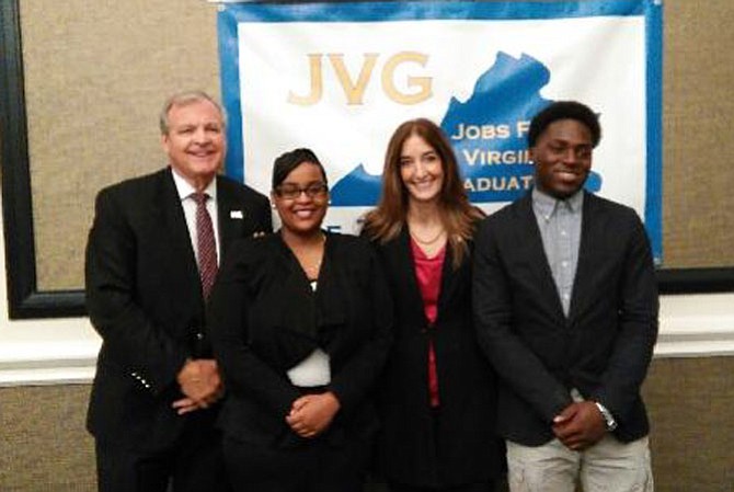 Delegate Eileen Filler-Corn, Chair of Jobs for Virginia (JVG), with Barry Glenn, Executive Director of JVG Graduates and the newly elected JVG President and Vice President.
