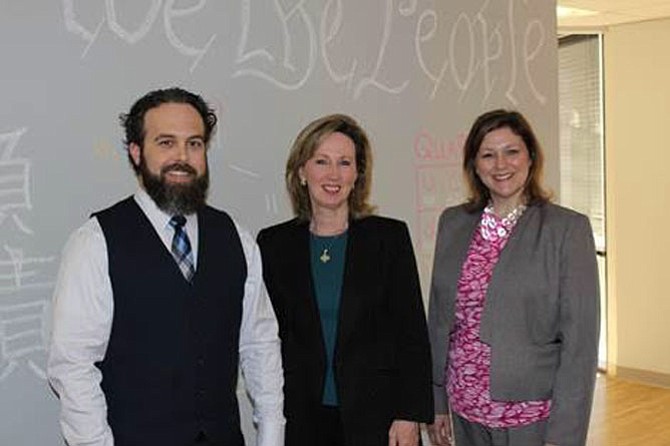 Head of School Sean Aiken, U.S. Rep. Barbara Comstock (R-10), and Joanna Lange.
