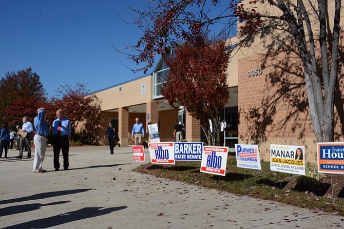Voter traffic was steady at Silverbrook Elementary School in Fairfax Station on Nov. 3.