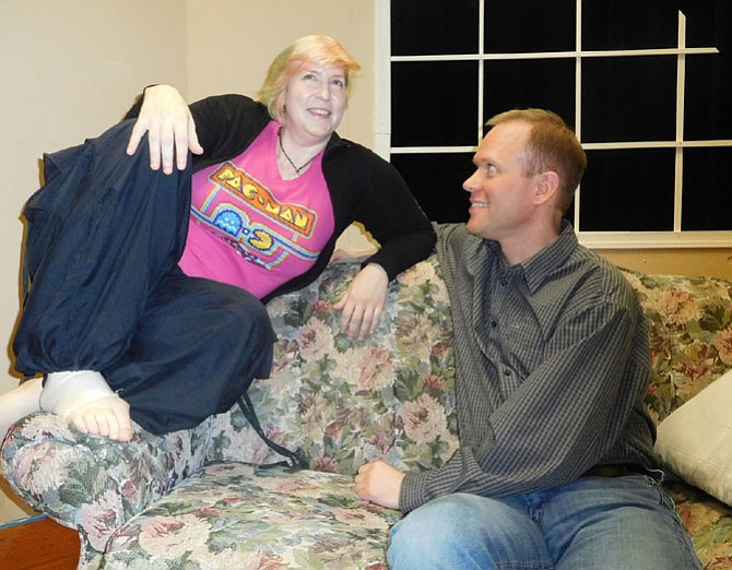 As Rebecca and her cousin, Clay Hill, Alexia Poe and Ian Wade rehearse a scene.
