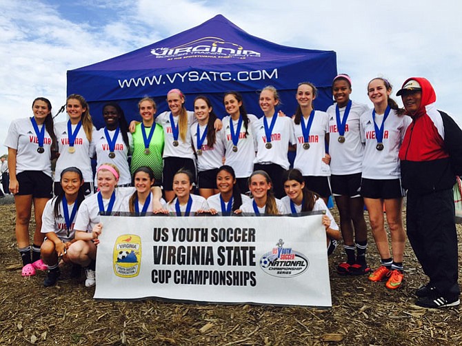 Standing, left to right:  Catherine Howard, Rachel McFaul, Lianna Smith, Christina LaRow, Grace Eidson, Caitlyn Carlton, Tri-Captains Simmi Ciluffo, Margaret Covey and Sofia Devin, Rachel Jackson, Tess Mahon-Kuzin; and Hank Leung. Kneeling, left to right:  Rachael Kim, Anna Davis, Abby Fusca, Grace Fisher, Corinne Polk-Trauman, Whitney Wiley and Macy Freeman. Not pictured: Ella Frazier, Natalie Johnson, Sophie Morley and Anna Zelenski.