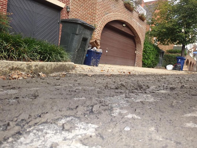 Soil from a truck at the Carr Hotel site spilled on South Union Street.
