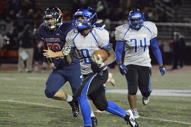 West Potomac sophomore running back Daiimon Cleveland carried 25 times for 291 yards and four touchdowns during Friday's 40-19 playoff victory over West Springfield.