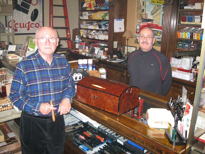 Paul B.K. Garmirian with store manager, Emile Nassar, at the McLean Cigars PG Boutique located at 1429 Center Street in McLean.