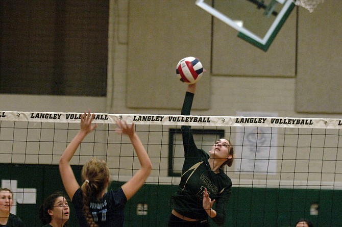 Langley sophomore Allison Franke had five kills against First Colonial on Tuesday in the 6A state volleyball semifinals.