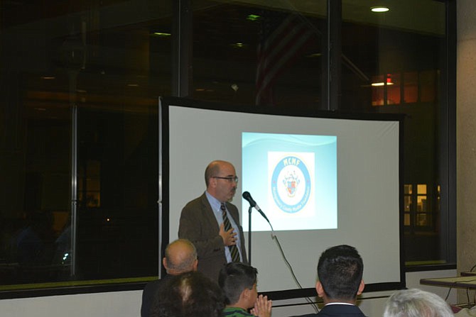 County Council President George Leventhal addresses the MCMF audience at its annual fundraising dinner.
