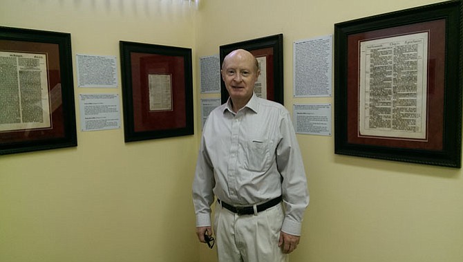 Bruce Slawter of Springfield presents an exhibition and talk on the history of the Bible at First Church of Christ, Scientist in Springfield.