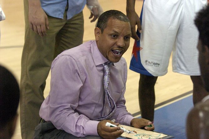 Wakefield boys’ basketball coach Tony Bentley is seen coaching at the 2014 Capital Classic.