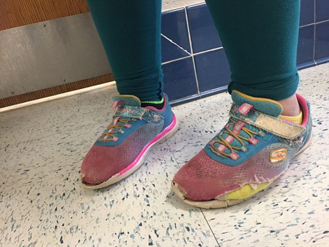 Alice’s Kids responded to a student referral from Riverside Elementary School on Old Mount Vernon Road with well-worn out shoes.