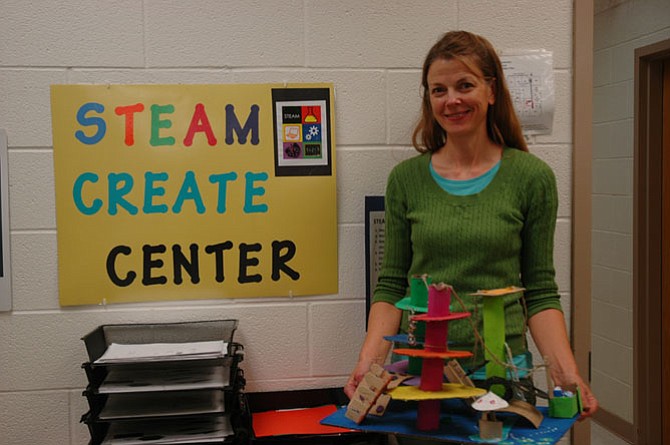 Colvin Run art teacher Lauren Grimm’s sixth grade students used STEAM elements to design and build inventive playground sculptures.